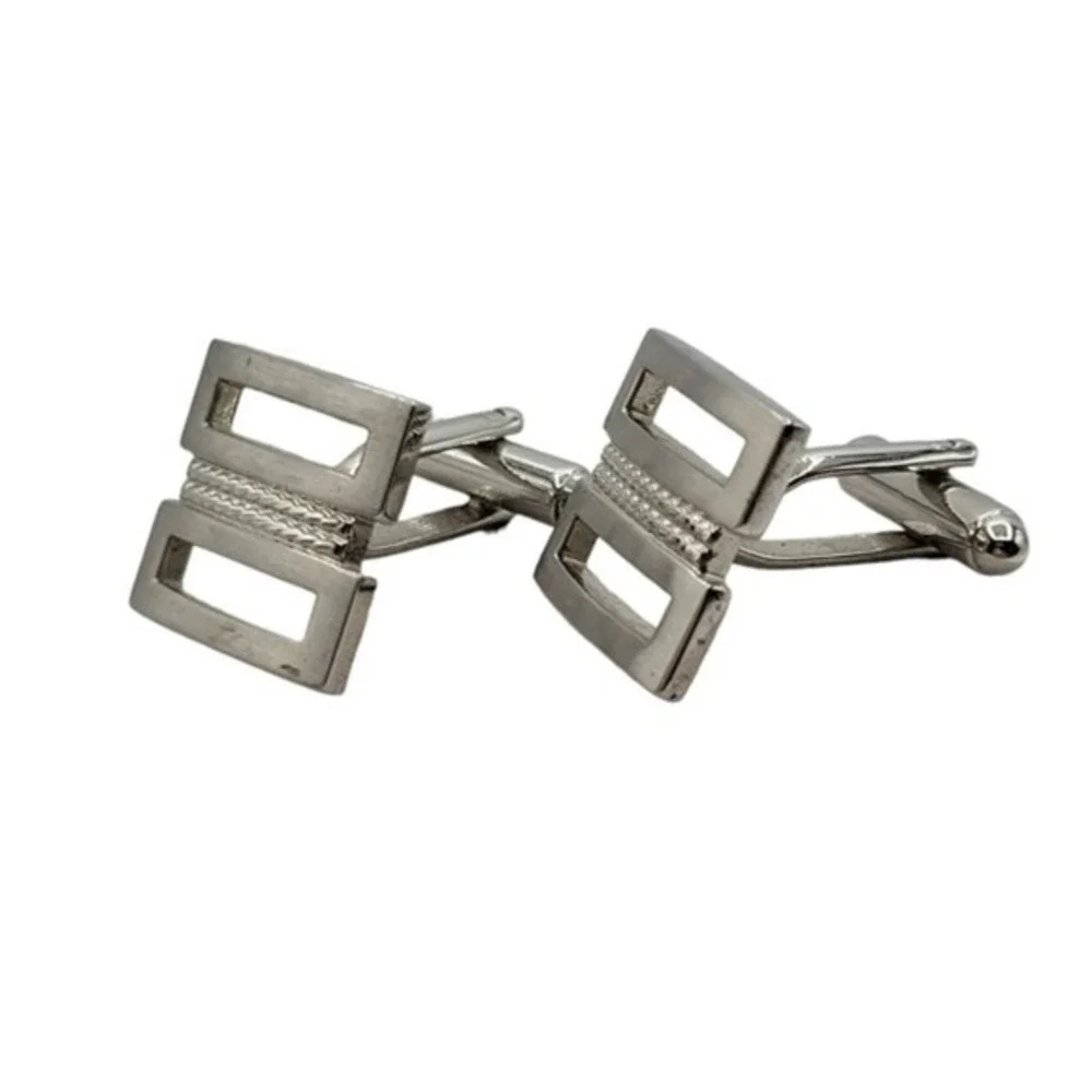 Silvertone‎ Square with Cutout Toggle Cufflinks